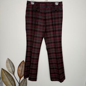 D8 LL Bean Signature Womens Red Black Tartan Plaid Preppy Wool Wide Leg Trousers